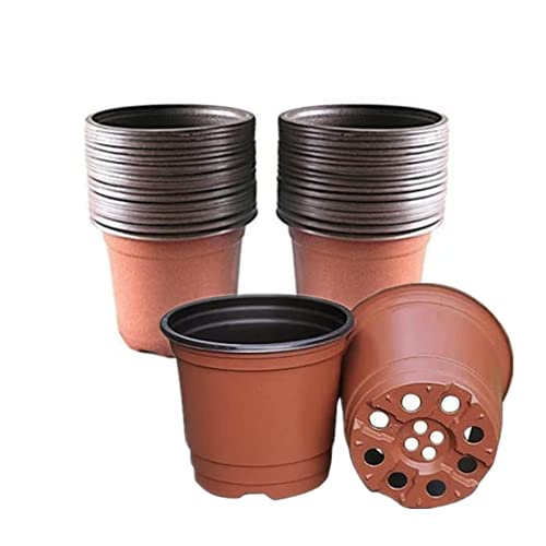 Guangyu 50 Stück Pflanztöpfe Kunststoff Pflanzkübel 15cm Plastik Blumentöpfe für Sämlinge & Stecklinge, Kunststoff Saattöpfe runde Töpfe Cover