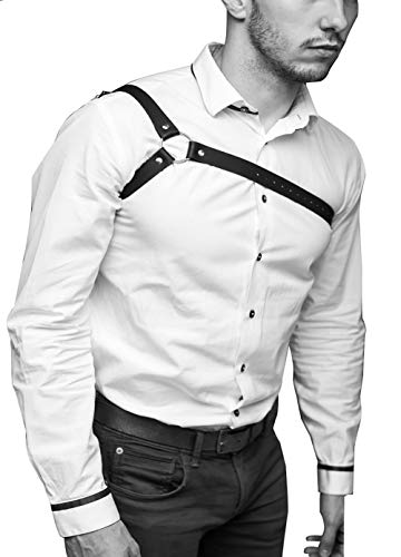 Punk Harajuku Men's Black Leather Body Chain Chest Harness Cage Belt Adjustable Buckle Straps ClubWear Costume