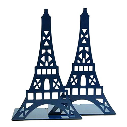 GCDN Sujetalibros 1 par Decoraciones Papelería Grande Estantería de Regalo Soporte Organizador de Metal Torre Eiffel Soporte de Escritorio Moda Oficina en el hogar(Azul)