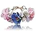 Produktbild Damen Mädchen Blumen Stirnband Blumenkranz - Blühen Blumenkrone Girlande Kopfschmuck Festival Hochzeit Party Einstellbar mit Band(blau + hellrosa)