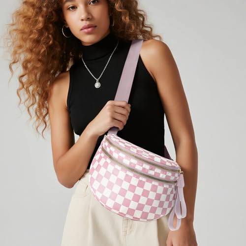 Image of Womens Crossbody Bag, Spacious Nylon Bum Bag Trendy Shoulder Purse with Adjustable Strap Zipped Travel Essentials