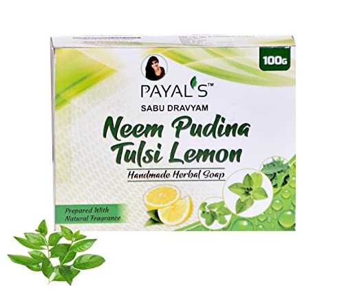 Image of Payal's Herbal Soap with Neem Pudina Tulsi Lemon | Natural Bathing Bar for Deep Cleansing, Refreshing & Skin Care | Ayurvedic, Moisturizing | Chemical-Free | 100g