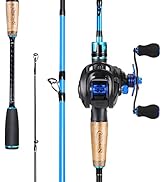 Sougayilang Baitcaster Combo, Fishing Rod and Reel Combo, 2-Piece Fishing Pole with Baitcasting R...