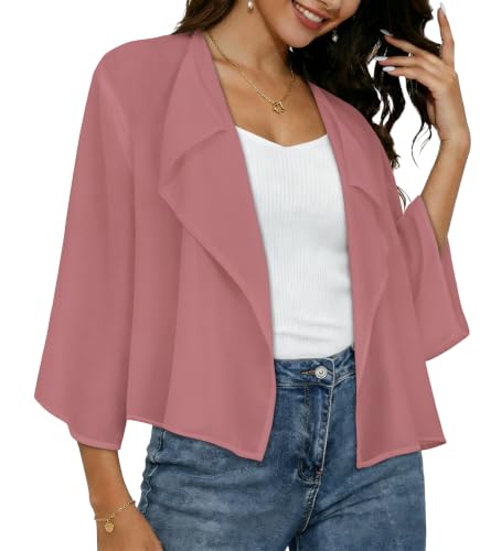 Image of Womens Summer Tops Short Shrugs Kimono Cardigans Casual Chiffon Bolero Jackets 2026