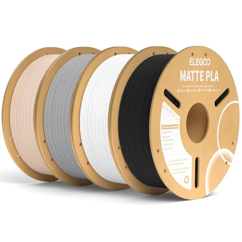 Image of ELEGOO Matte PLA Filament Bundle 4KG, 1.75mm 3D Printer Filament Dimensional Accuracy + /- 0.02mm, 1kg Carboard Spool (2.2lbs) for Most FDM 3D Printers(Black, White, Gray, Beige)