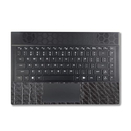 Image of MightySkins Carbon Fiber Skin Compatible with Alienware X14 R2 (2023) Full Wrap Kit - Black Gator Skin | Protective, Durable Textured Carbon Fiber Finish | Easy to Apply | Made in The USA
