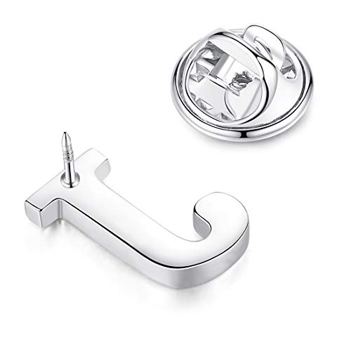 Image of HONEY BEAR Initial Alphabet Letter Lapel Pins Collar Badge Brooches for Mens /Womens Shirt Dress Decoration Silver