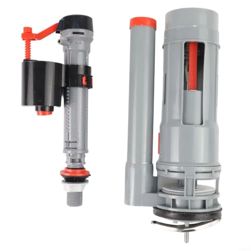 Kit de descarga de inodoro con válvula de drenaje de 24 cm para cisternas con capacidad de descarga dual y ajustable para soporte de longitud de válvula de entrada de agua