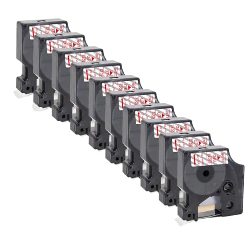 ���x���e�[�v 5�p�b�N 12mm ���n�ɍ� ���F D1 45013 45018 45010 LabelManager 160 280 ���x���v�����^�[�ƌ݊�������(10PK Red on Clear)