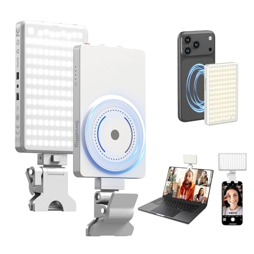 SMALLRIG M3 Magnetisches Selfie-Telefon-LED-Videolicht mit Clip, 120 LEDs 2000mAh Wiederaufladbar, 2700K – 6500K, Tragbares Clip-on-Fülllicht für iPhone, für iPad, Kamera/Laptop (Weiß) – 5640