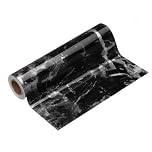 sourcing map Wood Grain Wallpaper Border 20cm x 5 Meters PVC Self-Adhesive Textured Frame Sticker Waterproof Wall Decorative Wallpaper for Floor Door Table Cabinets Desk, Black White