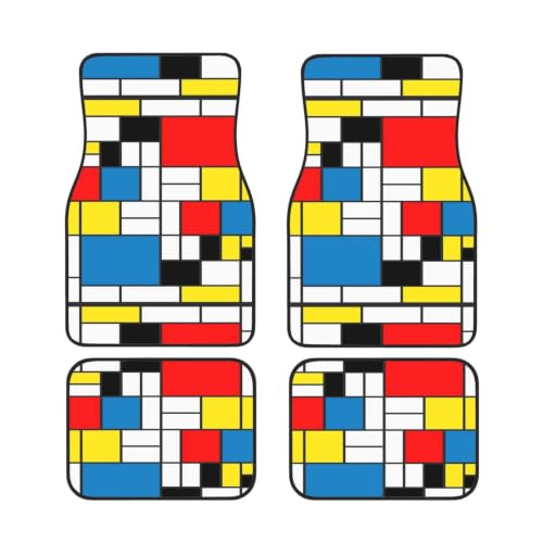 Alfombrillas de coche estilo Mondrian ideales para tus viajes familiares y diarios