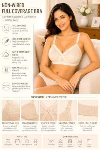 Image of SONA Cross Chiken Cotton Full Coverage Non-Padded Non-Wired Everyday Bra for Women