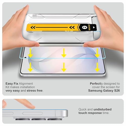 Image of Affix 2 Pack for Galaxy S26 Tempered Glass, Screen Protector Guard with Easy Fix Installation Tool, 9H Hardness Shatterproof, HD Clear Scratch Resistant