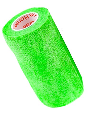 Image of Vet Wrap Tape (Neon Green) (2 Pack) (4 Inch x 15 feet) Self Adhesive Adherent Adhering Cohesive Flex Self Stick Bandage Grip Roll Dog Cat Pet Horse