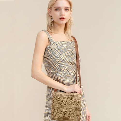 Straw Crossbody Bags for Women Small Summer Beach Bag Boho Handmade Weave Shoulder Handbag Purse for Vacation Travel2