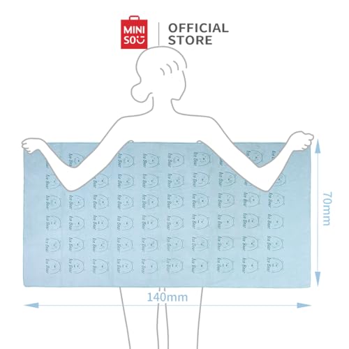 Image of MINISO Microfiber Towels for Bath, Mid Size Bath Towel for Men & Women, Baby Bath Towels Full Wrapped (We Bare Bears 5.0 Mint Green)
