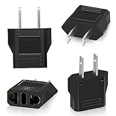 Adaptador de Enchufe de España a EE. UU.: Adaptador Enchufe Español a Americano (110 V - 240 V), Adaptador para Europa a USA bipolares / triples pequeños, 10 A, muy adecuados para los españoles que viajan por Estados unidos, 4 enchufes idénticos, par...