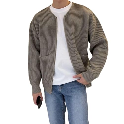 TdvcpmkkMen's Knitted Cardigan Sweater Round Neck Full Zip Warm Sweater3