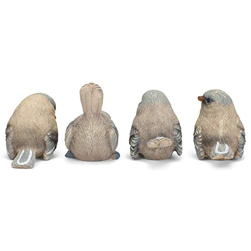Raz Soft Blue Textured Bird 2 x 2.5 Resin Decorative Tabletop Figurine Set 4