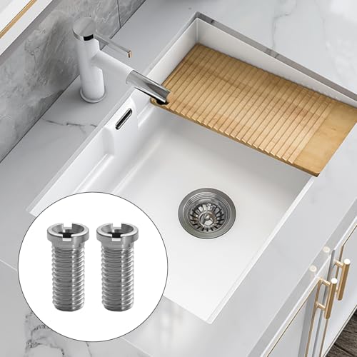 2 Stück Hohlschraube Spüle,Hohlschraube für Siebkorbventile,M12 x 30 mm Edelstahl Hohlschraube Spüle,30mm Waschbecken Schrauben,Geeignet für Küchenspülen Siebkorbspülen Spülbecken Zubehör Silbrig