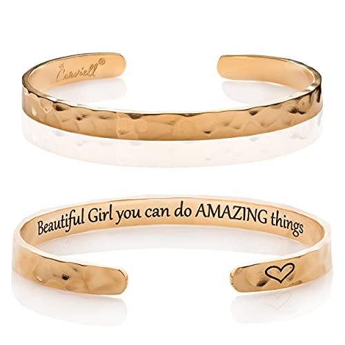 Carviell Engraved Cuff Bracelets for Women – Inspirational