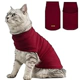 EXPAWLORER Soft Cat Sweater - Sweaters for Cats Only Warm Kitten Clothes, Fall and Winter Pet Coat Pullover Design, Fleece Sweatshirt Clothing Also for Puppy Small Dogs, Red Small