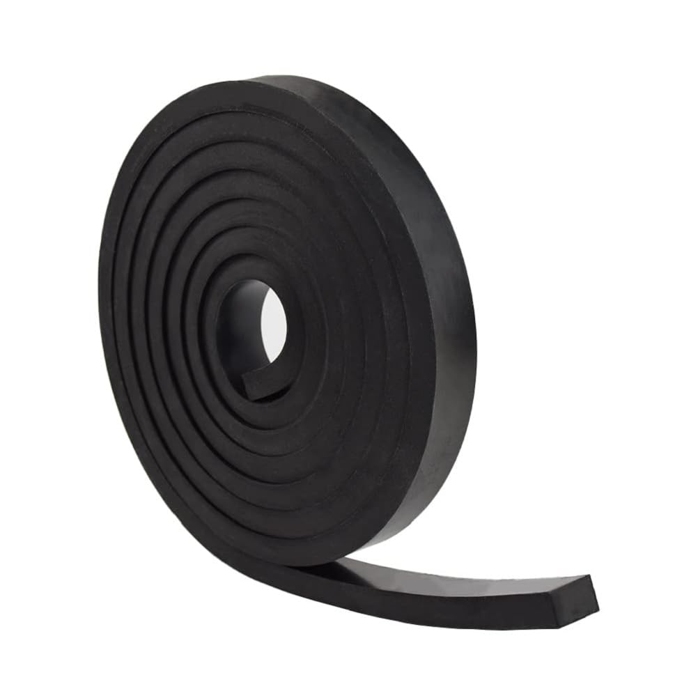 Neoprene Rubber Strip 1/16" Thick x 1/2" Wide x 120" Long – Black Solid Rubber Rolls Use for Sealing Strip, Gaskets DIY Material, Supports, Leveling, Bumpers