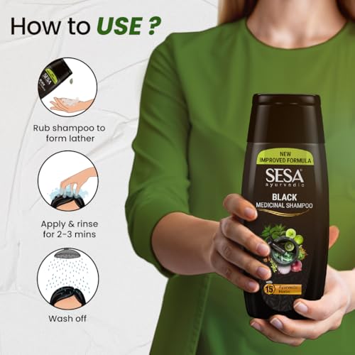 Sesa Ayurvedic Medicinal Shampoo, Bhringraj & 16 Rare Herbs, All Hair Types, 200 ml, Pack of 1, Paraben Free - Image 6