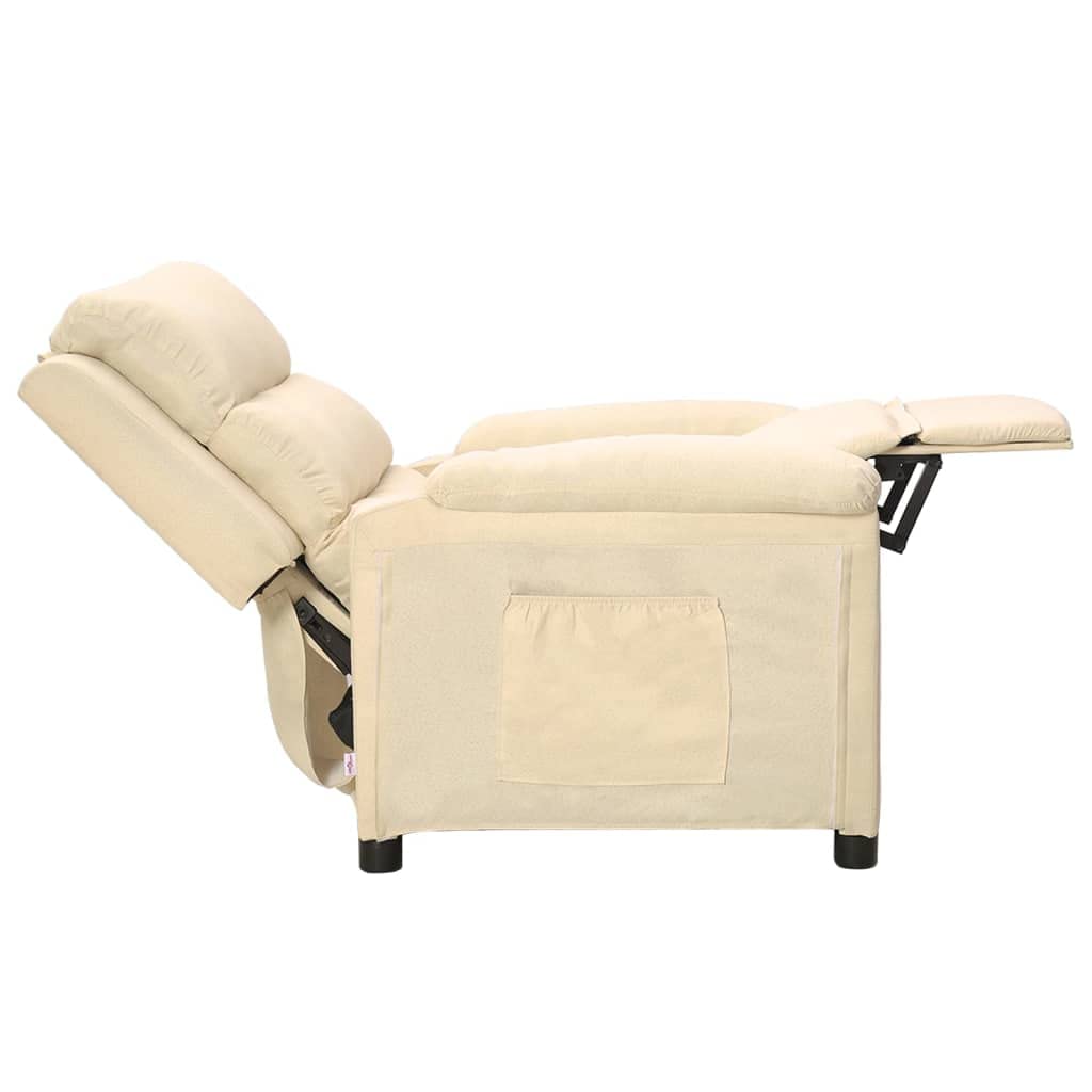 Poltrona Relax con Funzione Reclinata Manuale, Poltrona TV Regolabile in 3 Posizioni, Comoda Poltrona TV Spessa Imbottita in Tessuto Poltrona Imbottita per Soggiorno e Ufficio, Crema