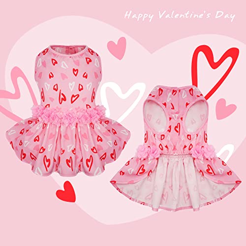 Kyeese Pink Dog Dresses With Hearts Pattern Flowers Decor Elegant Princess Doggie Dress For Small Dogs Winter Spring Dog Apparel #TOP1