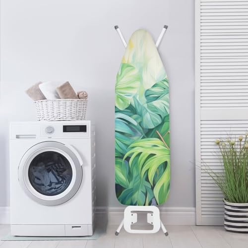 Tongluoye Tropical Palm Tree Leaves Ironing Board Cover and Pad 15 x 54 Heavy Duty Iron Board Covers Standard Size Padding Decorative Covers for Most Iron Boards Ironing Pad Cover Green