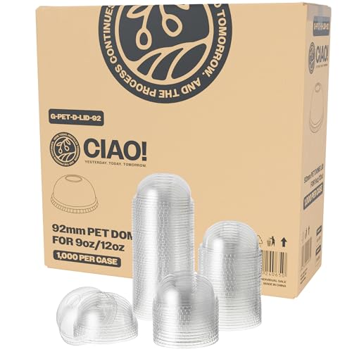 CIAO! Dome Lid for 9-12 oz PET Cold Cups, 92mm (Case of 1,000)