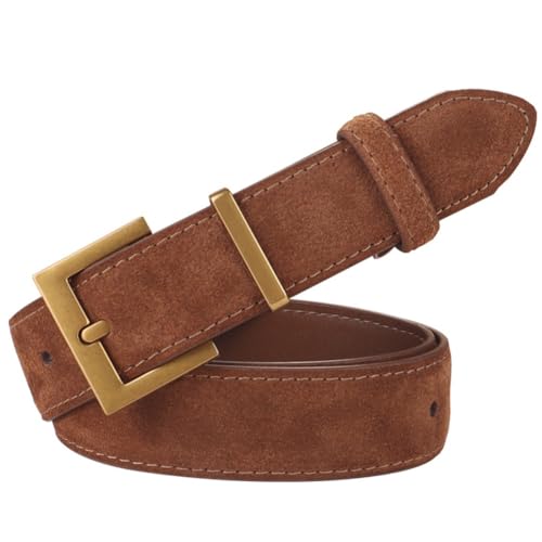 Trouser Dress Belts Versatile Women Luxury Design Business Waist Strap Retro Casual Suede PU Belt (Dark Brown)