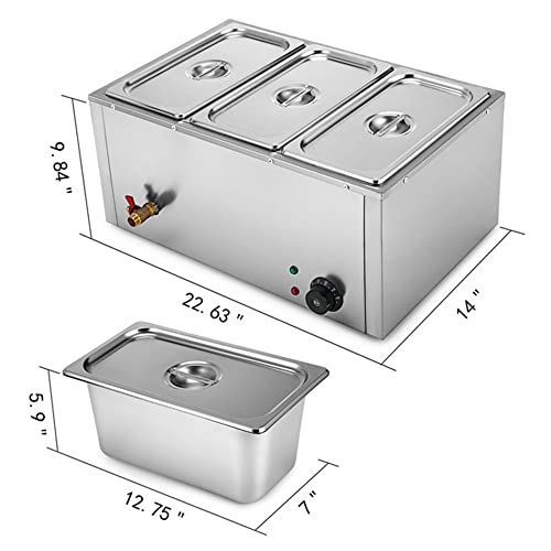 YIEOTM 3 pannen commerciële elektrische voedsel warme stoom, 3x4L pan Countertop Steamer roestvrij staal, 850W… - Afbeelding 6