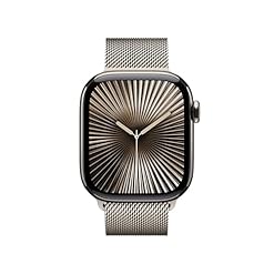 Alternative view of Apple Watch Series 10 [GPS + Cellular 42mm] with Natural Titanium Case with Natural Milanese Loop. Fitness Tracker, ECG App, Always-On Retina Display, Carbon Neutral with AppleCare+ (2 Years)