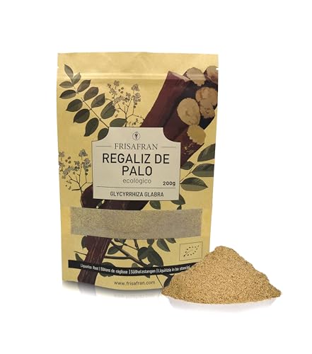 FRISAFRAN | Regaliz de palo EN POLVO | Ecológico | Regalices en polvo | infusion | Polvo de regalices | palo dulce | Regalices de palo | té | Raíz | Directamente del productor | 200g
