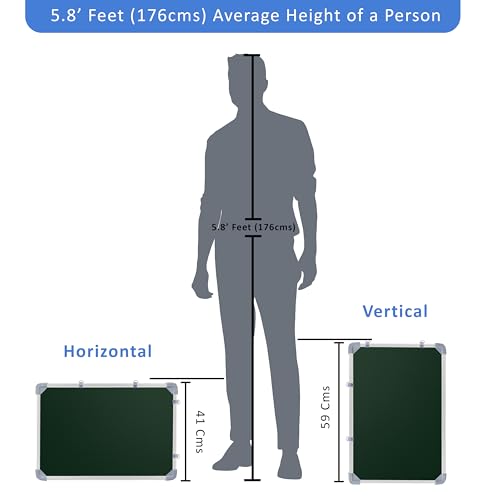 Image of Eduway 2x1.5 Feet Kunj Non-Magnetic Double-Sided Chalk Board & White Board (Combo Pack) with 1 Wooden Duster, 2 Chalk Holders, 10 Non-Dust Chalk Sticks for Kids, School, Teaching, (59x41cms)- Green