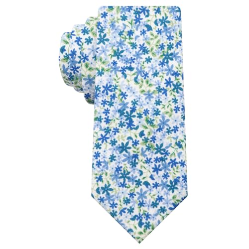 Image of Luckyvestir Ties for Men, Sage Green Cotton Floral Tie 2.76 inch Flower Printed Men's Neckties for Wedding /Groomsmen /Suit /Party