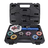 Greensen Hydraulischer AC-Schlauch-Crimpgerät, Manuelles Hand-Crimpwerkzeug mit 6 Matrizen für Klimaanlagenreparatur, Outdoor-Rettung und Autowartung