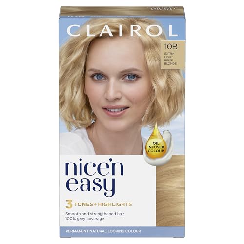 Clairol Nice'n Easy Crème, Natural Looking Oil Infused Permanent Hair Dye, 10B Extra Light Beige Blonde