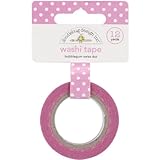 Doodlebug Washi Tape 15mm X 12yd-Bubble Gum Swiss Dot