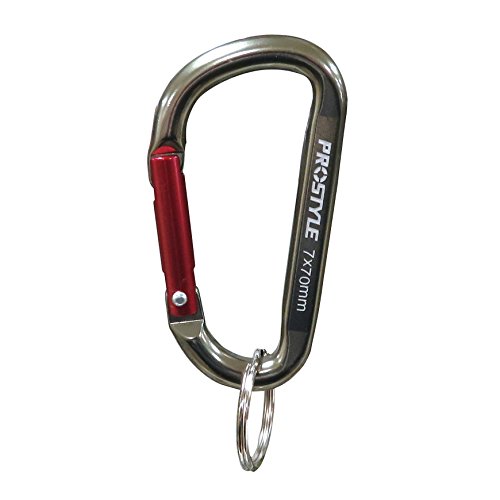 プロスタイルツール アルミカラビナ スタンダード ガンメタ×レッド 80×41(mm) 8φ PAC-582