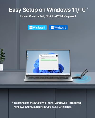 Image of BrosTrend AXE5400 WiFi 6E USB Adapter, Tri-Band Long Range USB WiFi Adapter for Desktop PC Laptop, 6GHz 2402Mbps + 5GHz 2402Mbps + 2.4GHz 574Mbps, Ultra-Low Latency Wireless Dongle for Windows 11 /10