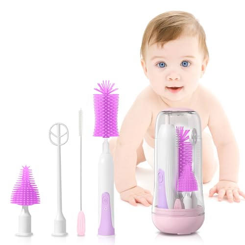 Image of G-RECREATER G-RECREATER Electric Travel Baby Bottle Brush Set (Purple)