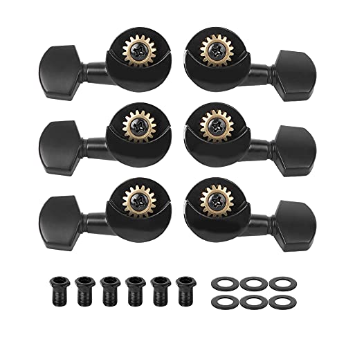 Clavijero guitarra acústica semiabierto 6 piezas negro 1:18 - Tuning pegs duraderos, fácil instalación...