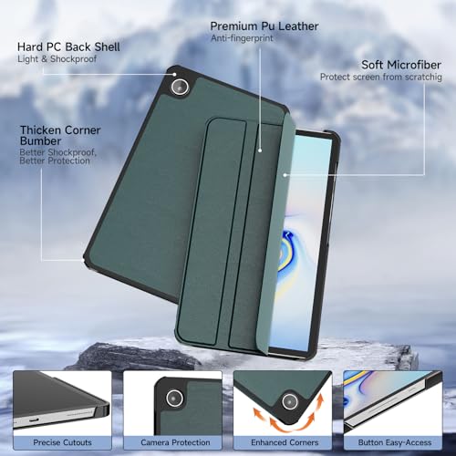 Image of YRH for Samsung A9 / A11 Tablet Case 8.7 inch, Slim Light Stand PU Lether Cover for Galaxy Tab A9 / A11 Tablet Case, Dark Green