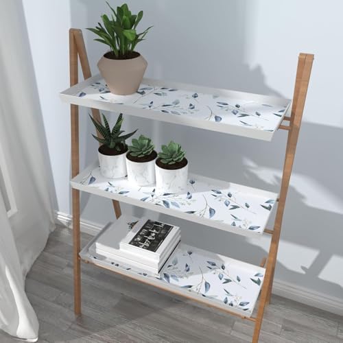 Laatse Light Leaf Floral Wallpaper Peel and Stick 17.5" x 118", White Blue by Laatse - Used condition - Image 6