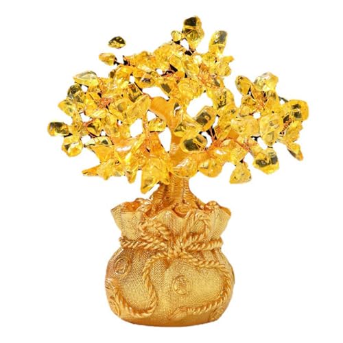 Feng Shui Citrine Quartz Crystal Money Tree Bonsai Style Decoration for Luck and Wealth