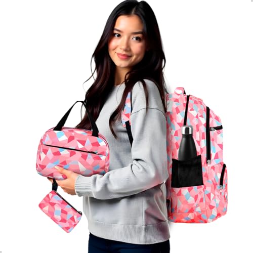 Kit Mochila Feminina Trabalho + Lancheira Termica Necessarie (Rosa)